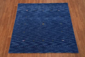 Tribal Blue Gabbeh Handmade Square Rug 5x5