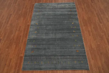 Tribal Gray Gabbeh Oriental Area Rug 5x8