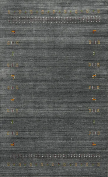 Tribal Gray Gabbeh Oriental Area Rug 5x8