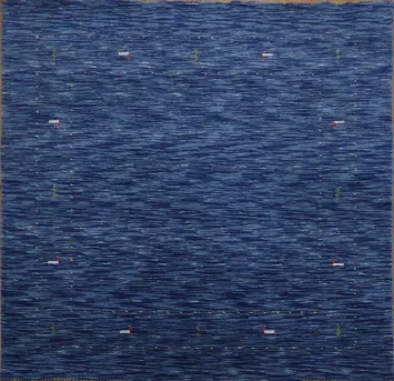 Blue Tribal Gabbeh Indian Square Rug 5x5