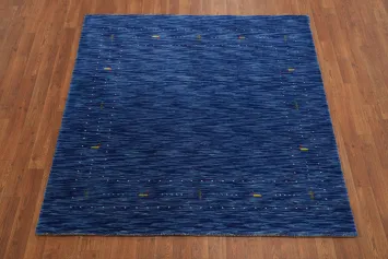 Handmade Gabbeh Blue Square Rug 5x5