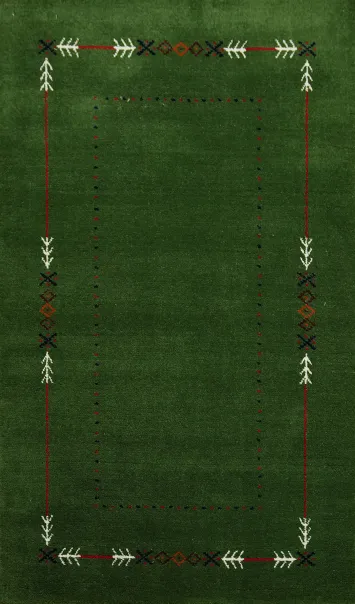 Green Wool Gabbeh Oriental Accent Rug 3x5