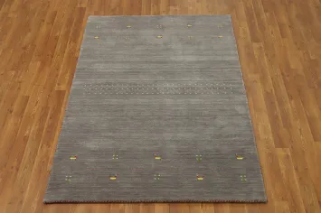 Handmade Gray Gabbeh Oriental Rug 4x6