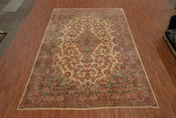 Vegetable Dye Floral Kerman Persian Large Rug 11x18