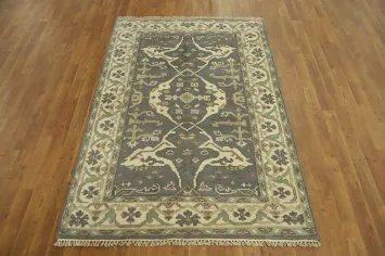 Handmade Gray Oushak Indian Rug 4x6