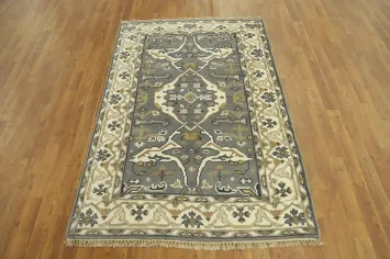 Handmade Gray Oushak Indian Rug 4x6