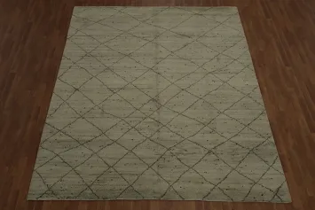 Neutral Tone Moroccan Area Rug 8x10 with Intricate Lattice Details