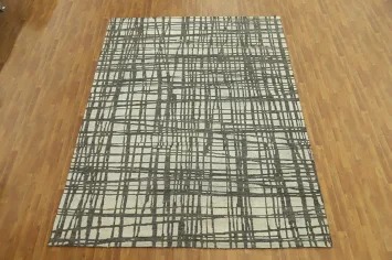 Modern Wool Abstract Indian Area Rug 9x12