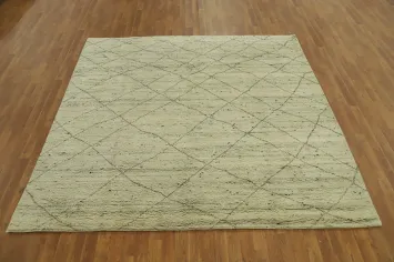 Earth Tone Wool Moroccan Indian Square Rug 8x8