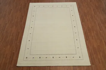 Ivory Wool Tribal Gabbeh Oriental Area Rug 8x12