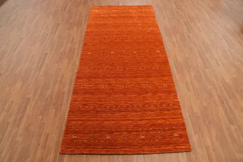 Orange Wool Gabbeh Oriental Area Rug 5x11