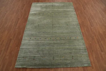 Green Wool Tribal Gabbeh Oriental Area Rug 7x10