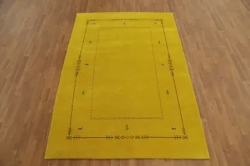 Yellow Wool Tribal Gabbeh Oriental Area Rug 5x8