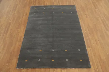 Gray Wool Tribal Gabbeh Oriental Rug 5x7