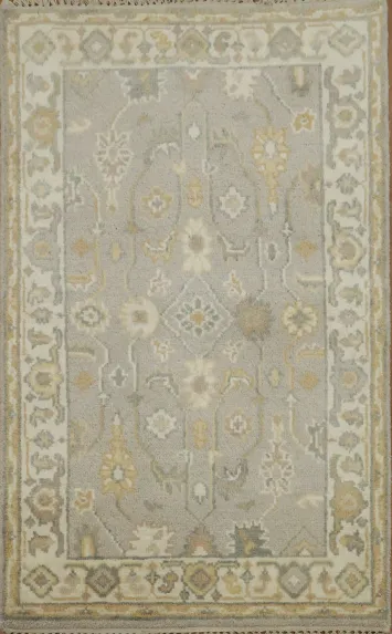 Earth Tone Wool Oushak Indian Rug 3x5