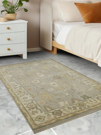 Earth Tone Wool Oushak Indian Rug 3x5