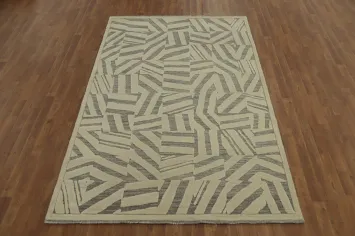 Modern Wool Abstract Indian Area Rug 6x9