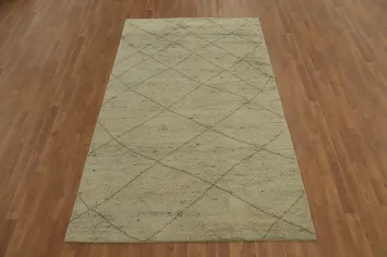 Earth Tone Wool Trellis Moroccan Area Rug 5x8