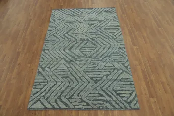 Modern Wool Abstract Indian Area Rug 5x8