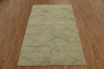Earth Tone Wool Trellis Moroccan Area Rug 5x8