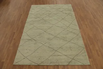 Earth Tone Wool Moroccan Indian Area Rug 6x9