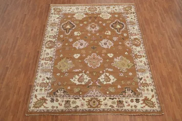 All-Over Wool Floral Oushak Indian Area Rug 9x12