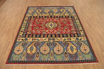 Geometric Wool Kazak Indian Area Rug 8x10