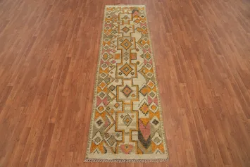Geometric Wool Moroccan Handmade Runner Rug 3x9