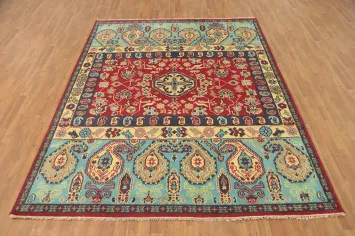 Handmade Red Wool Kazak Indian Area Rug 8x10
