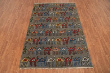 Animals Pictorial Ziegler Indian Area Rug 6x9