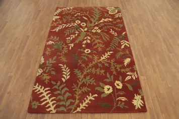 Handmade Floral Indian Area Rug 5x9