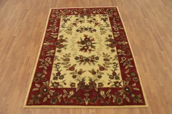 Handmade Wool Floral Indian Area Rug 6x8