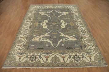 Handmade Gray Oushak Indian Area Rug 9x12