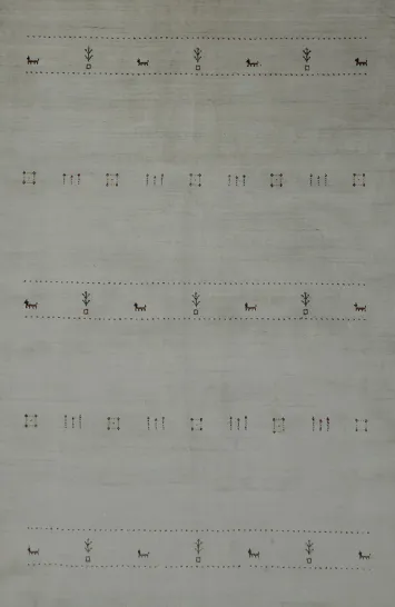 Stylish Contemporary Gabbeh Area Rug 6x9 with Linear Animal Patterns