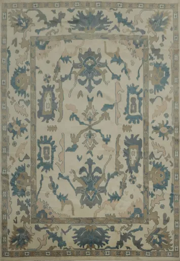 Traditional Beige and Blue Rug for Sophisticated Living Spaces 9x12