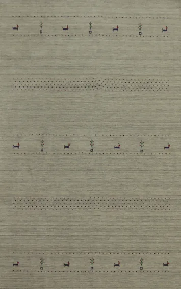 Little Animals Wool Gabbeh Oriental Area Rug 5x8