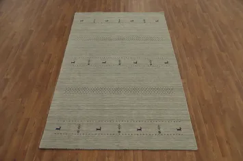 Little Animals Wool Gabbeh Oriental Area Rug 5x8