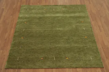 Square Green Wool Gabbeh Indian Area Rug 6x6