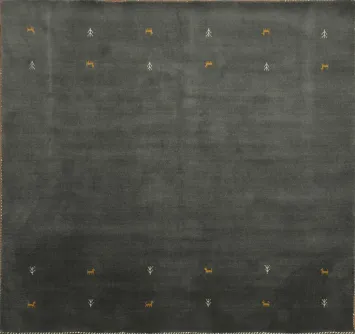Tribal Gray Gabbeh Square Wool Area Rug 6x6