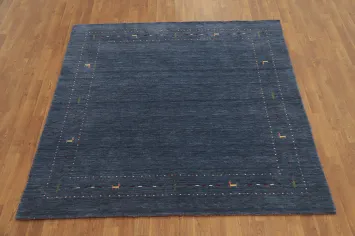 Blue Tribal Gabbeh Indian Square Area Rug 6x6