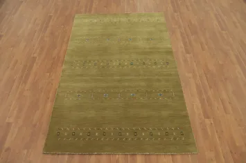 Green Wool Gabbeh Indian Area Rug 5x8