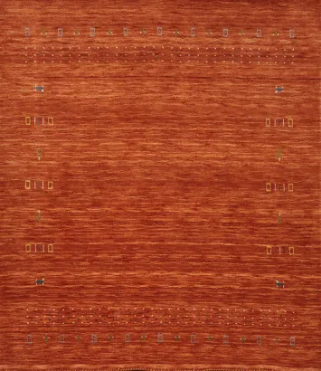 Rustic Charm Square Gabbeh Rug in Deep Terracotta Hue 6x6
