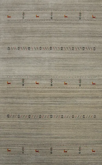 Animals Tribal Gabbeh Oriental Area Rug 5x8