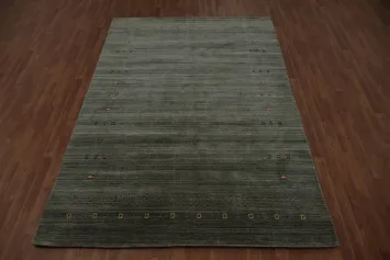 Sleek Gabbeh Area Rug 7x10 with Eye-Catching Decorative Elements