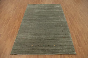 Tribal Green Gabbeh Indian Area Rug 7x10