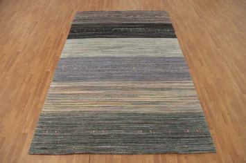 Striped Wool Tribal Gabbeh Indian Area Rug 7x10