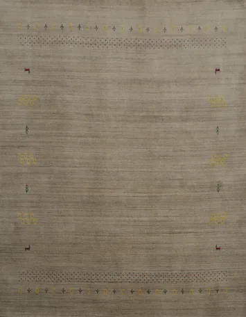 Classic Gabbeh Square Area Rug 8x8 with Delicate Tribal Accents