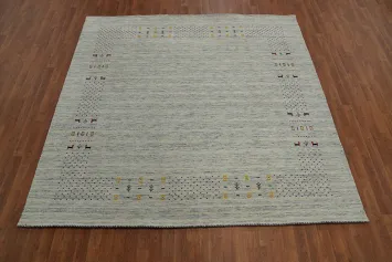Animals Wool Tribal Gabbeh Square Area Rug 8x8