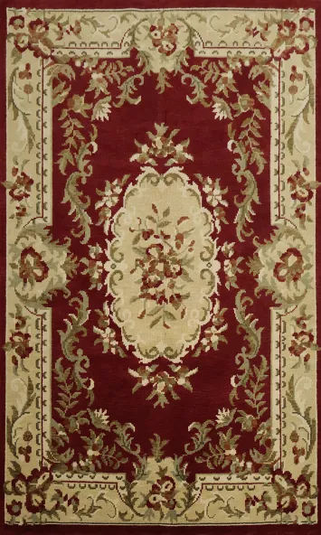 Victorian Style Red Floral Indian Area Rug 6x10