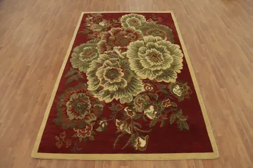 Red Floral Indian Area Rug 6x10